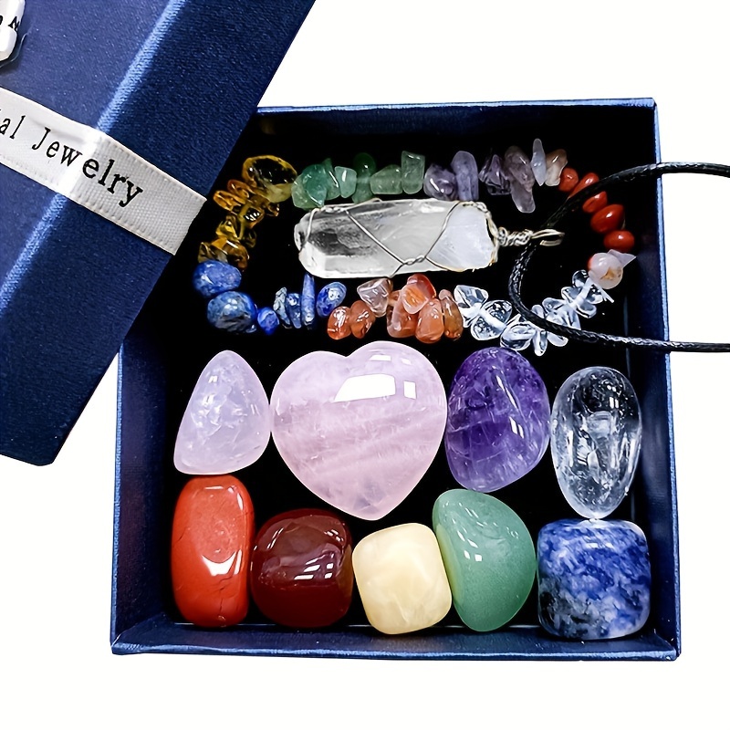 Chakra Stone Set Raw Bracelets Hexagonal Necklaces